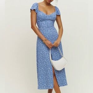 Reformation Baxley Blue Floral Midi Dress